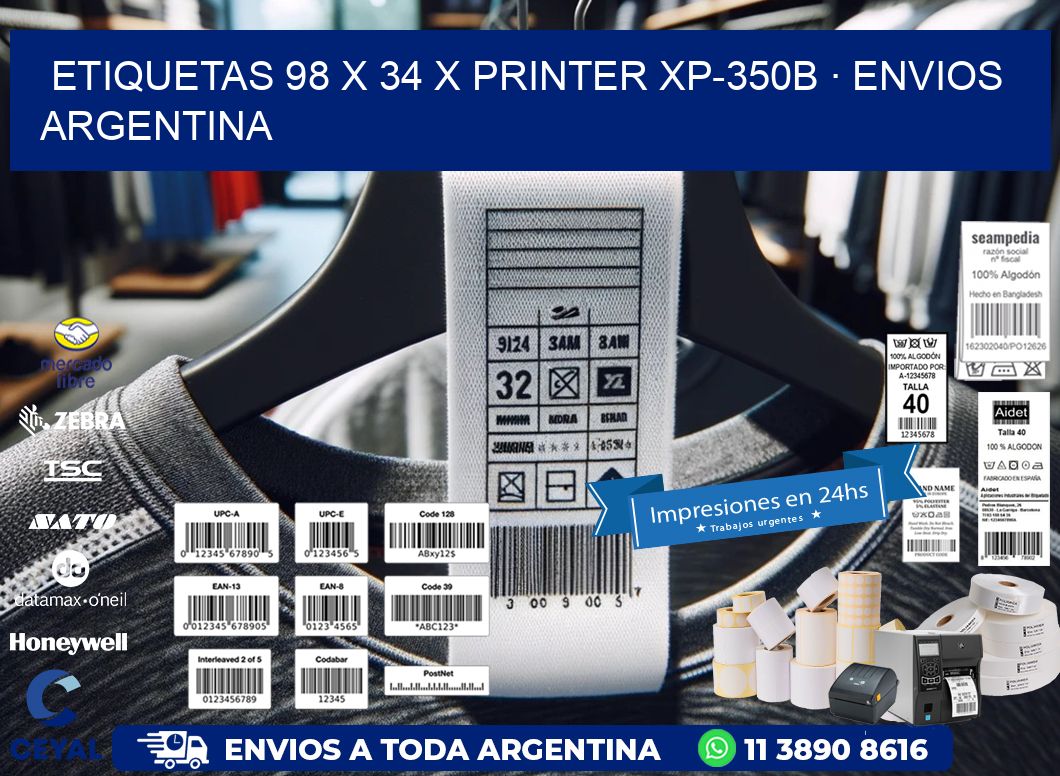 ETIQUETAS 98 x 34 X PRINTER XP-350B · ENVIOS ARGENTINA