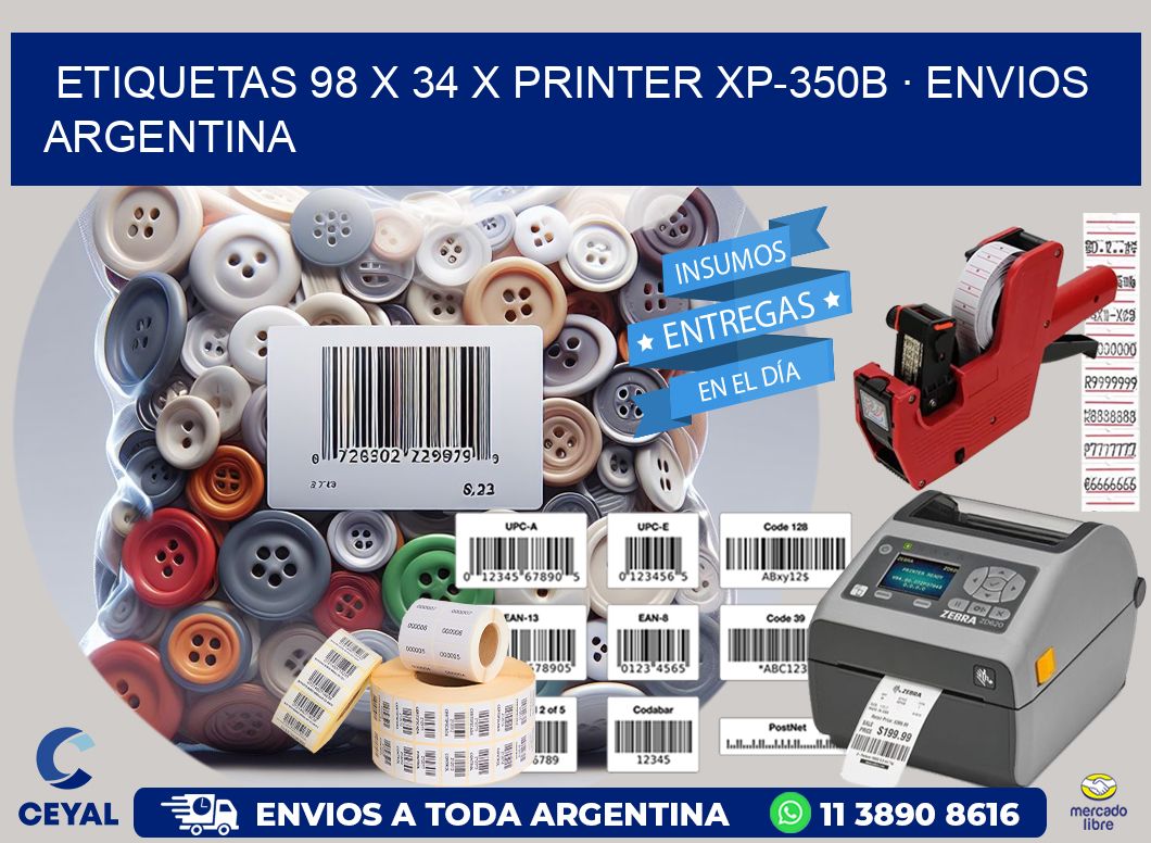ETIQUETAS 98 x 34 X PRINTER XP-350B · ENVIOS ARGENTINA