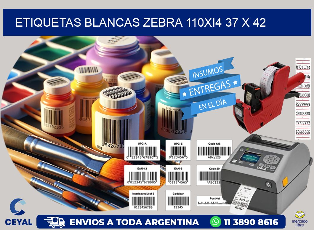ETIQUETAS BLANCAS ZEBRA 110Xi4 37 x 42