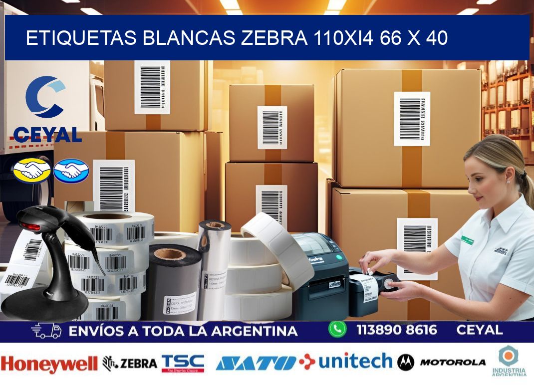 ETIQUETAS BLANCAS ZEBRA 110Xi4 66 x 40