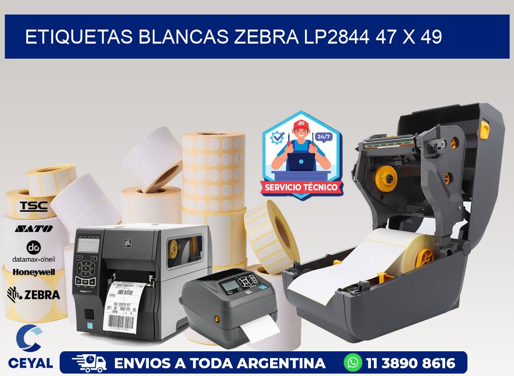 ETIQUETAS BLANCAS ZEBRA LP2844 47 x 49