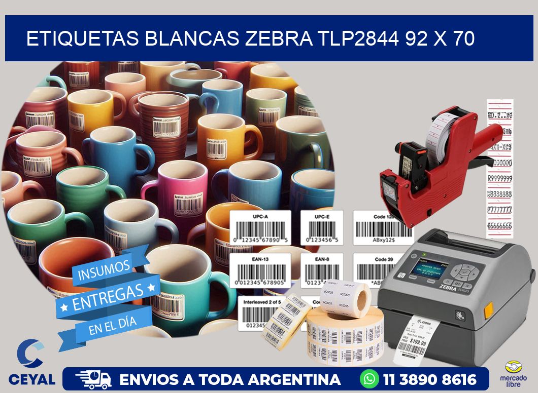 ETIQUETAS BLANCAS ZEBRA TLP2844 92 x 70