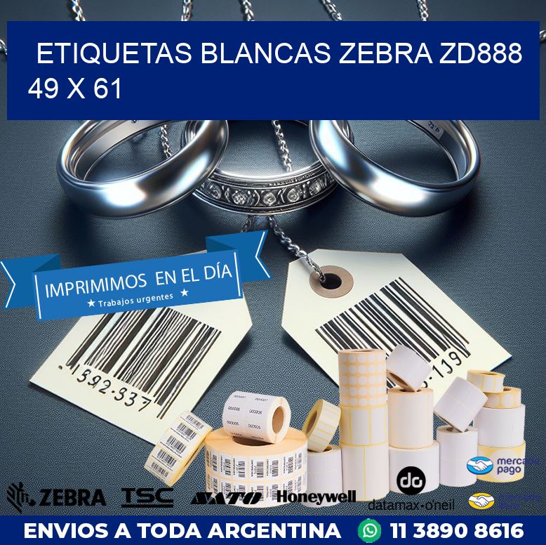ETIQUETAS BLANCAS ZEBRA ZD888 49 x 61
