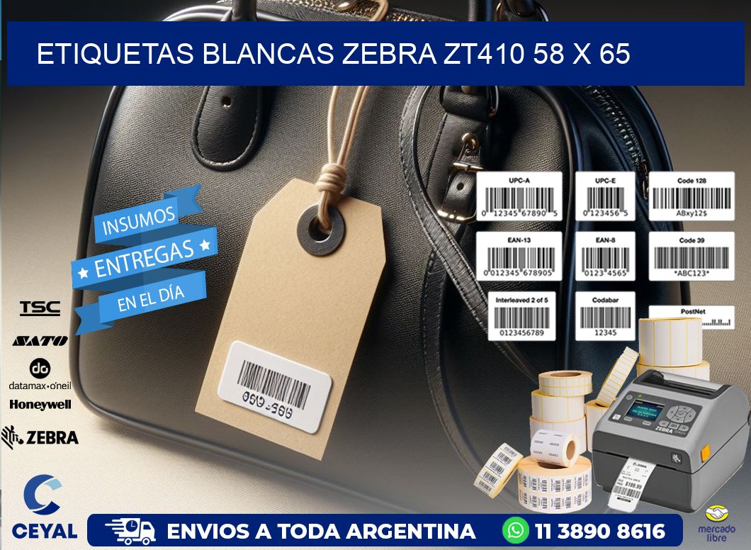 ETIQUETAS BLANCAS ZEBRA ZT410 58 x 65