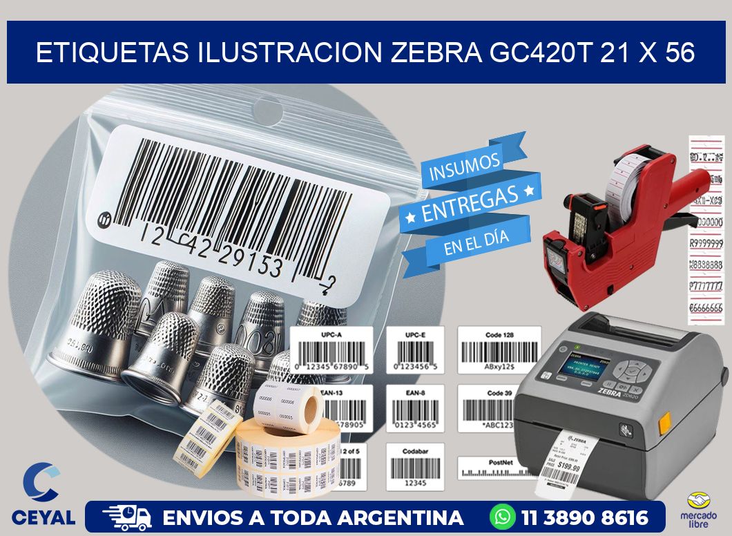 ETIQUETAS ILUSTRACION ZEBRA GC420T 21 x 56