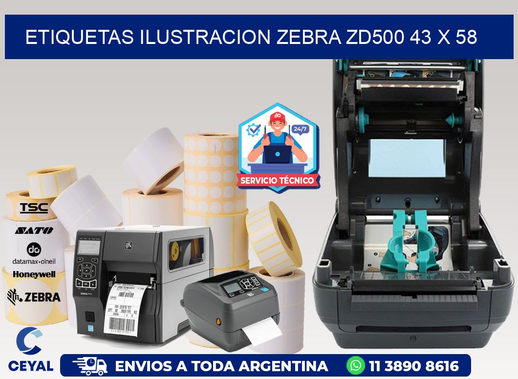 ETIQUETAS ILUSTRACION ZEBRA ZD500 43 x 58