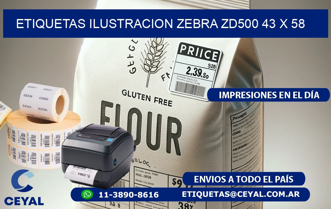 ETIQUETAS ILUSTRACION ZEBRA ZD500 43 x 58
