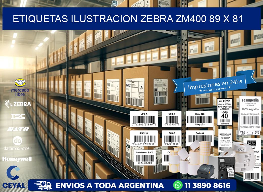 ETIQUETAS ILUSTRACION ZEBRA ZM400 89 x 81