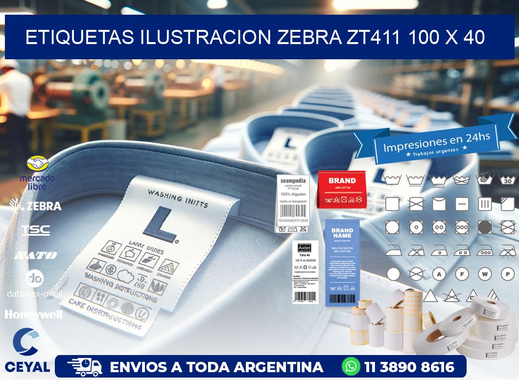 ETIQUETAS ILUSTRACION ZEBRA ZT411 100 x 40