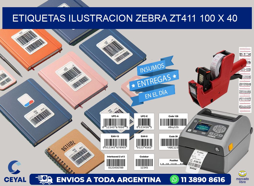 ETIQUETAS ILUSTRACION ZEBRA ZT411 100 x 40