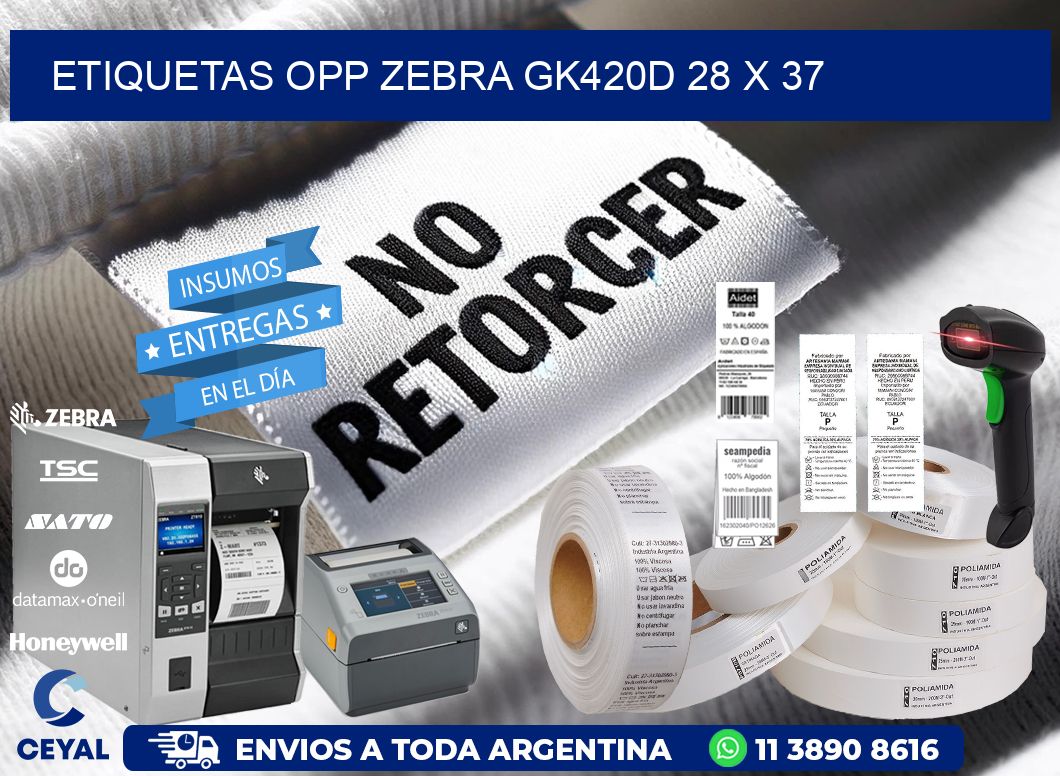 ETIQUETAS OPP ZEBRA GK420D 28 x 37