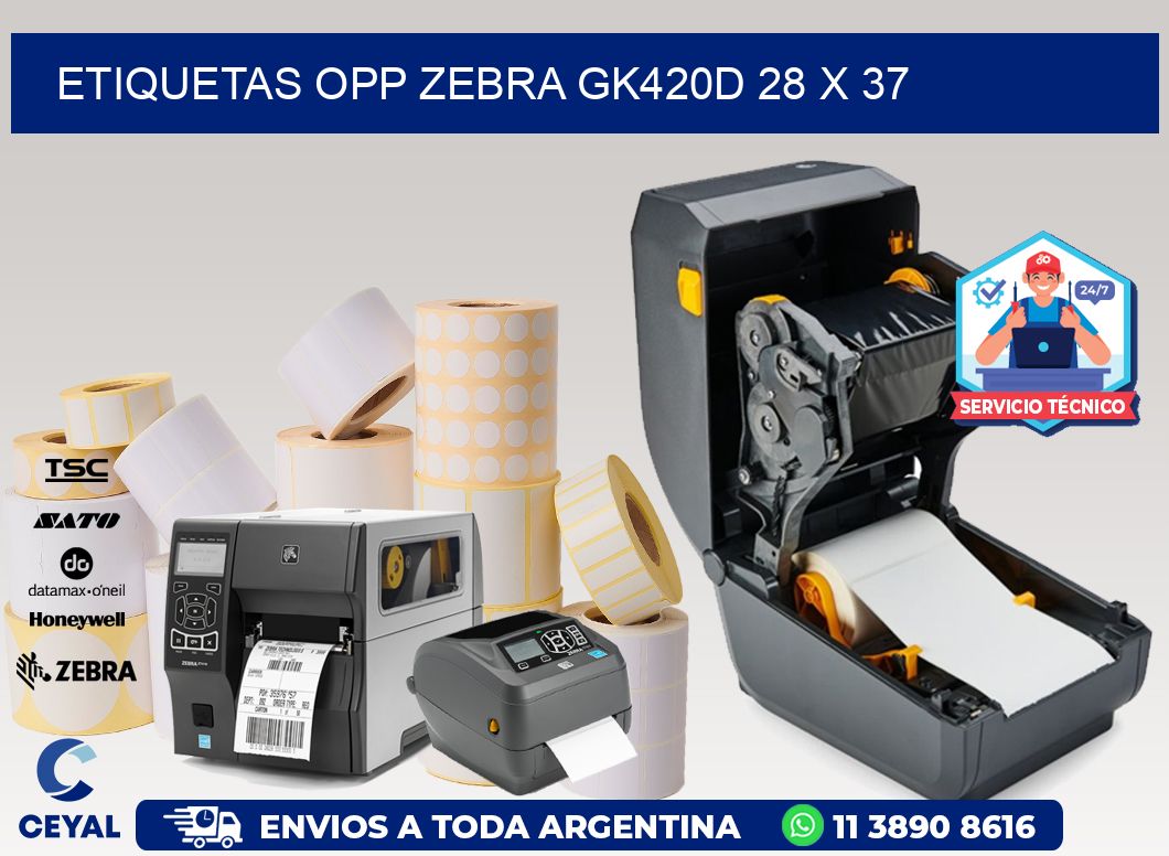 ETIQUETAS OPP ZEBRA GK420D 28 x 37