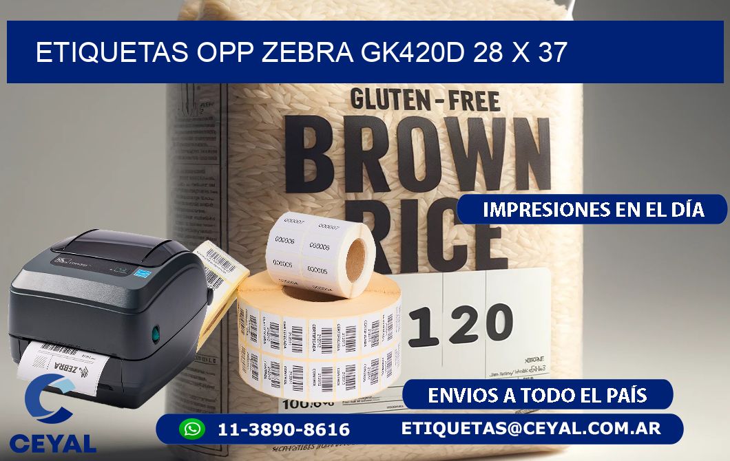 ETIQUETAS OPP ZEBRA GK420D 28 x 37