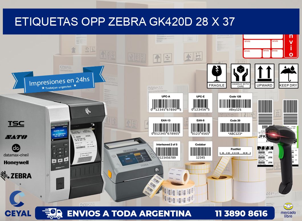ETIQUETAS OPP ZEBRA GK420D 28 x 37