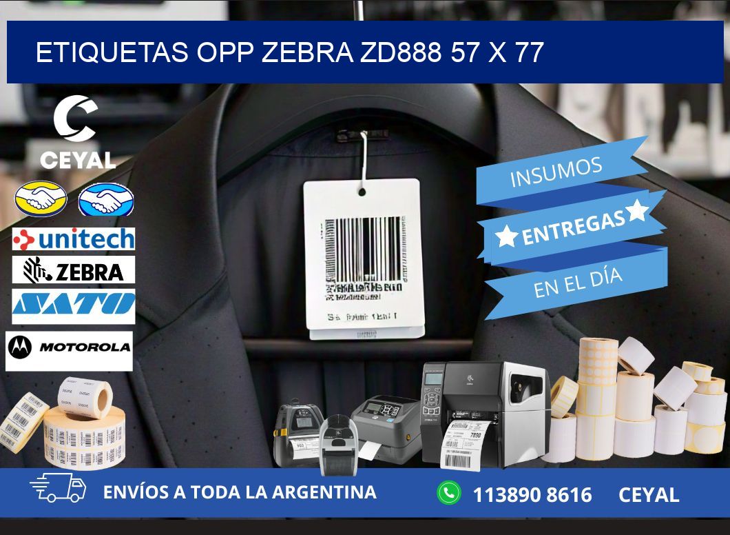 ETIQUETAS OPP ZEBRA ZD888 57 x 77