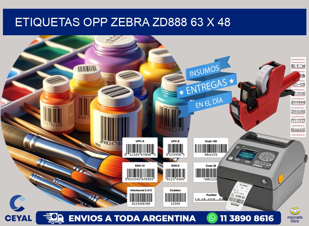 ETIQUETAS OPP ZEBRA ZD888 63 x 48