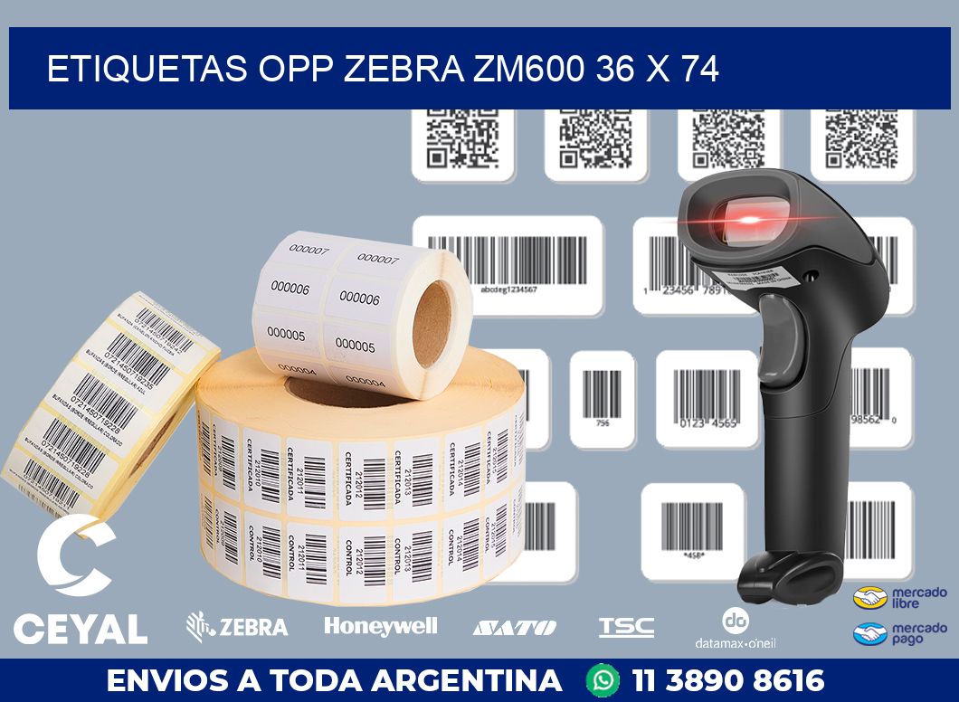 ETIQUETAS OPP ZEBRA ZM600 36 x 74