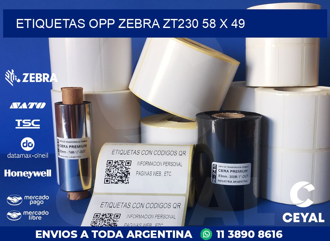 ETIQUETAS OPP ZEBRA ZT230 58 x 49
