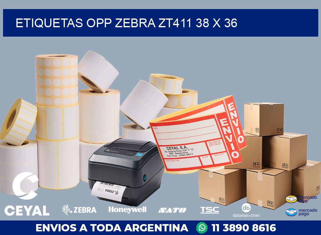 ETIQUETAS OPP ZEBRA ZT411 38 x 36