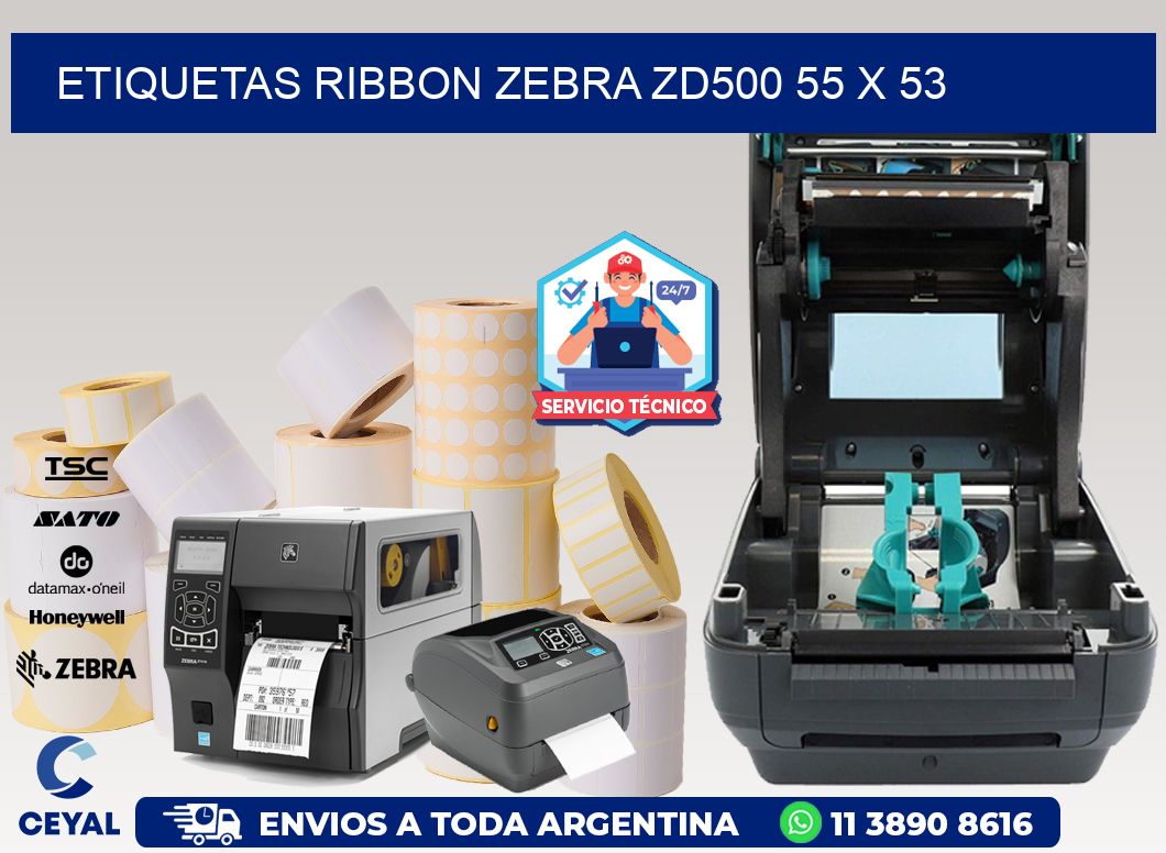 ETIQUETAS RIBBON Zebra ZD500 55 x 53
