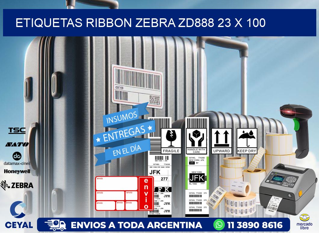 ETIQUETAS RIBBON Zebra ZD888 23 x 100