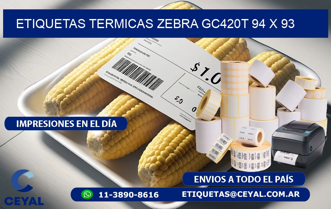 ETIQUETAS TERMICAS ZEBRA GC420T 94 x 93