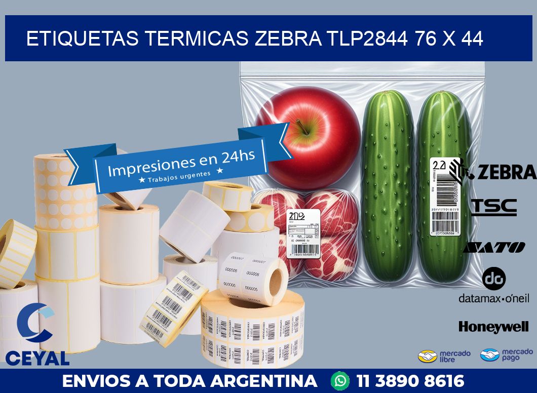 ETIQUETAS TERMICAS ZEBRA TLP2844 76 x 44