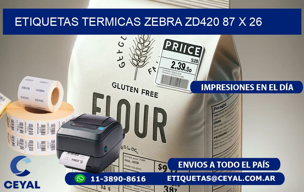 ETIQUETAS TERMICAS ZEBRA ZD420 87 x 26