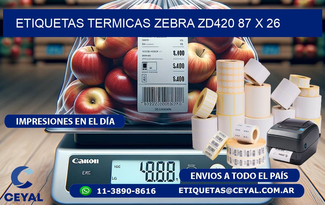 ETIQUETAS TERMICAS ZEBRA ZD420 87 x 26