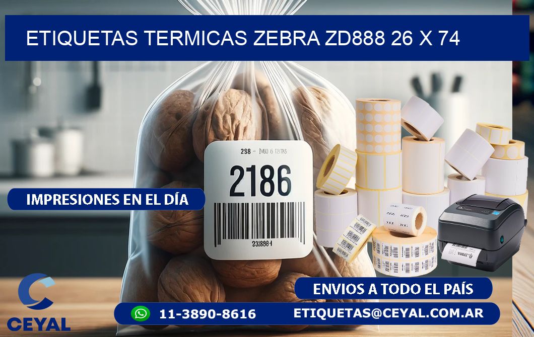 ETIQUETAS TERMICAS ZEBRA ZD888 26 x 74
