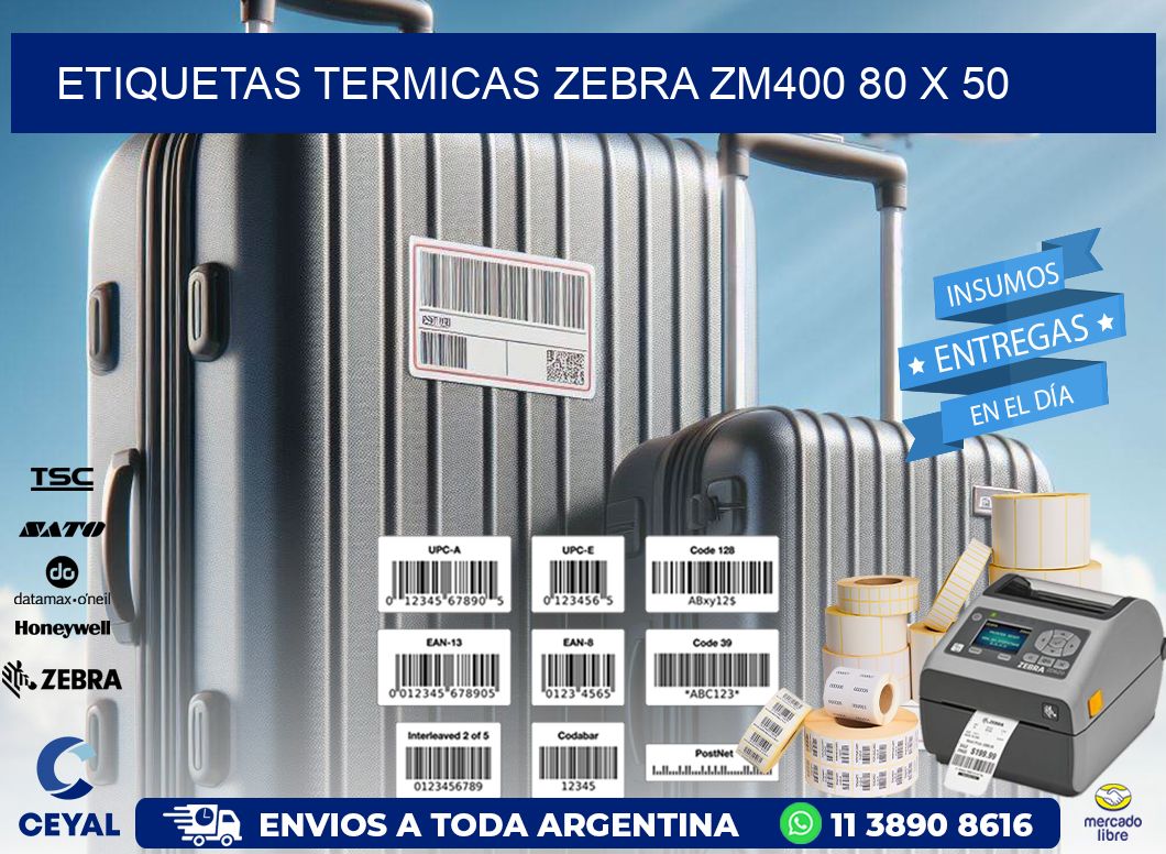 ETIQUETAS TERMICAS ZEBRA ZM400 80 x 50