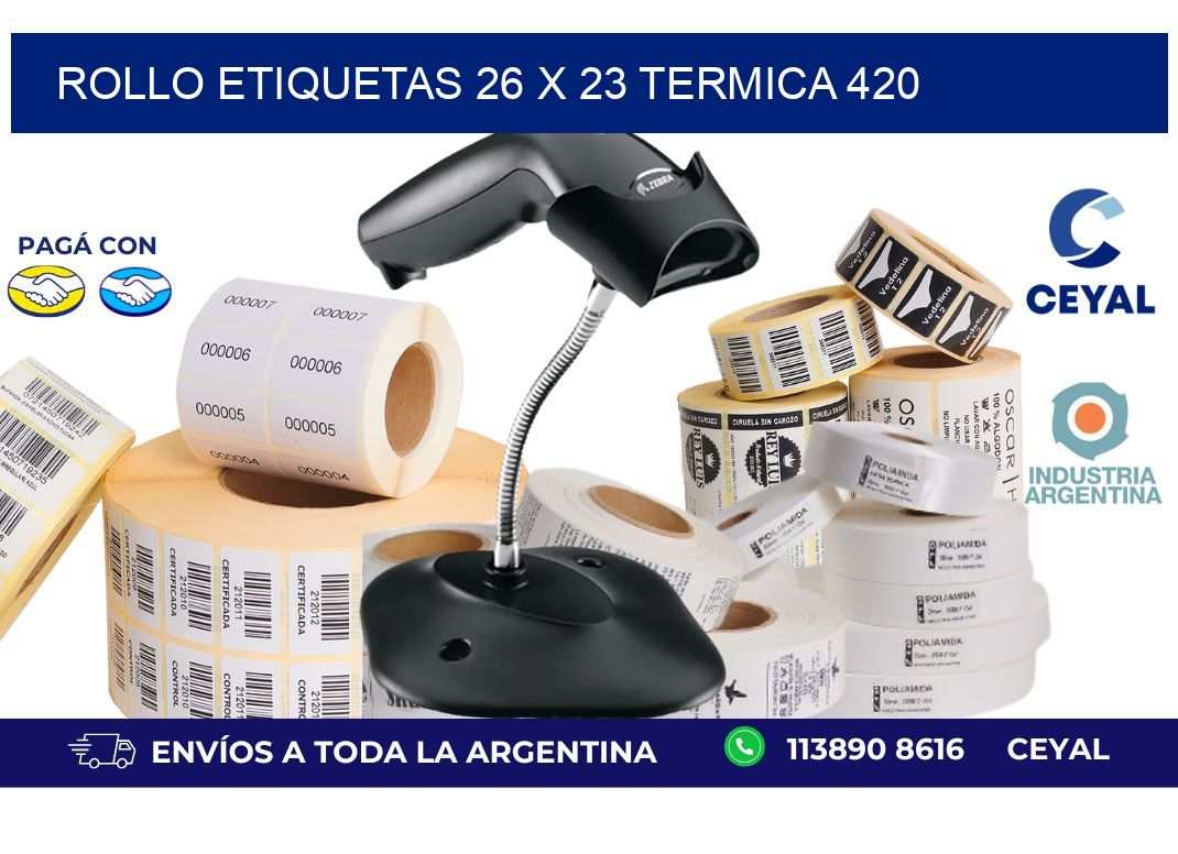 Rollo etiquetas 26 x 23 termica 420