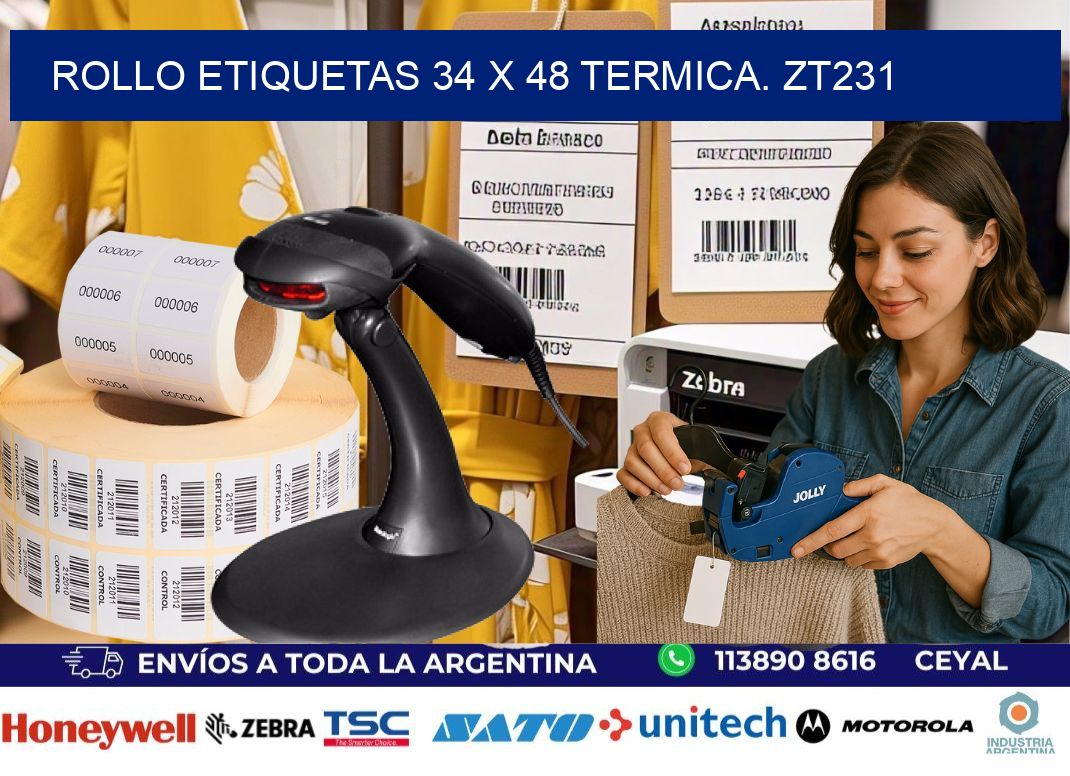 Rollo etiquetas 34 x 48 termica. zt231