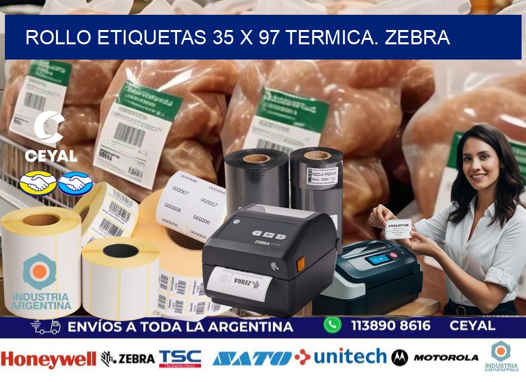 Rollo etiquetas 35 x 97 termica. zebra