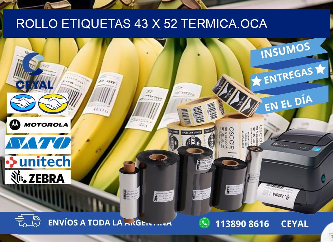Rollo etiquetas 43 x 52 termica.OCA