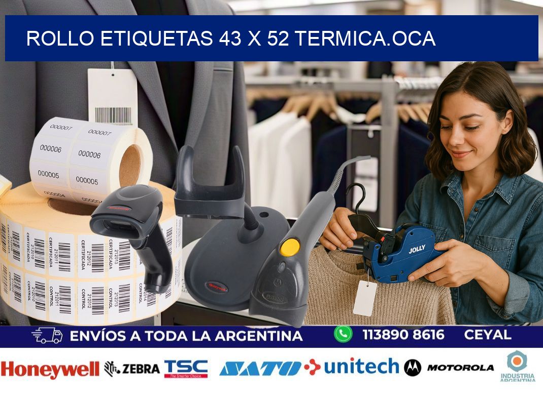 Rollo etiquetas 43 x 52 termica.OCA