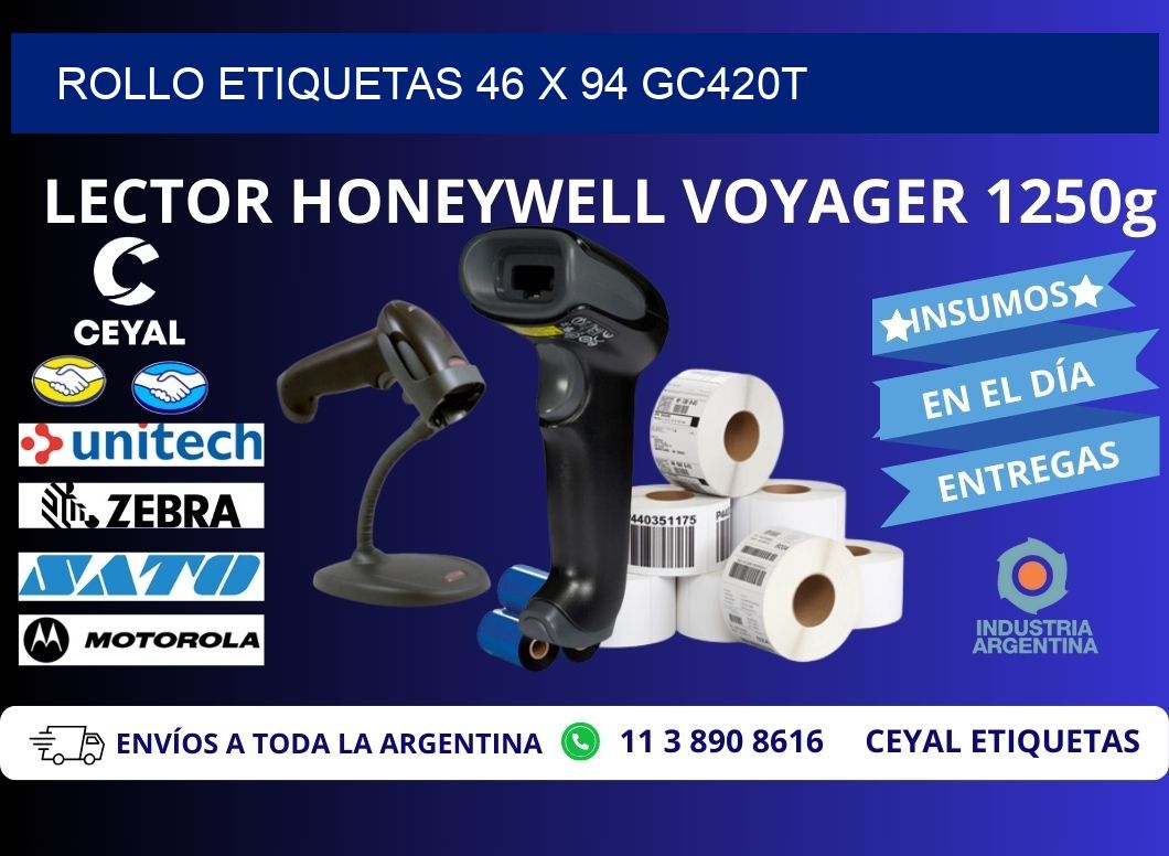 Rollo etiquetas 46 x 94 gc420t