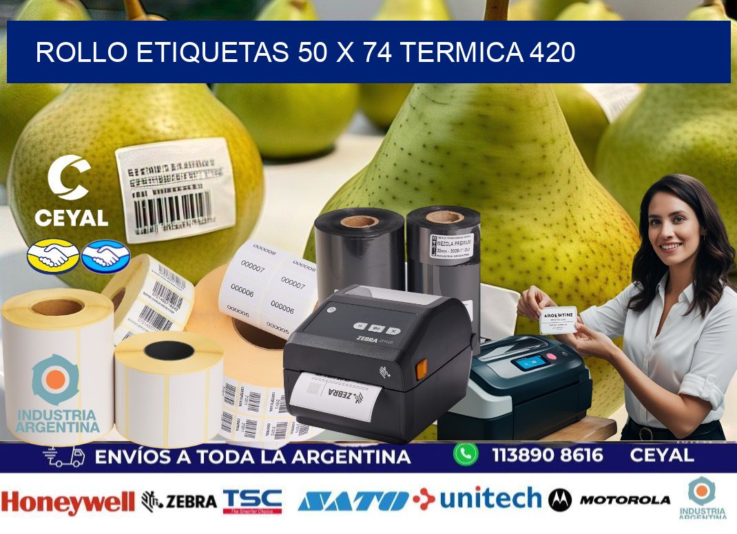 Rollo etiquetas 50 x 74 termica 420