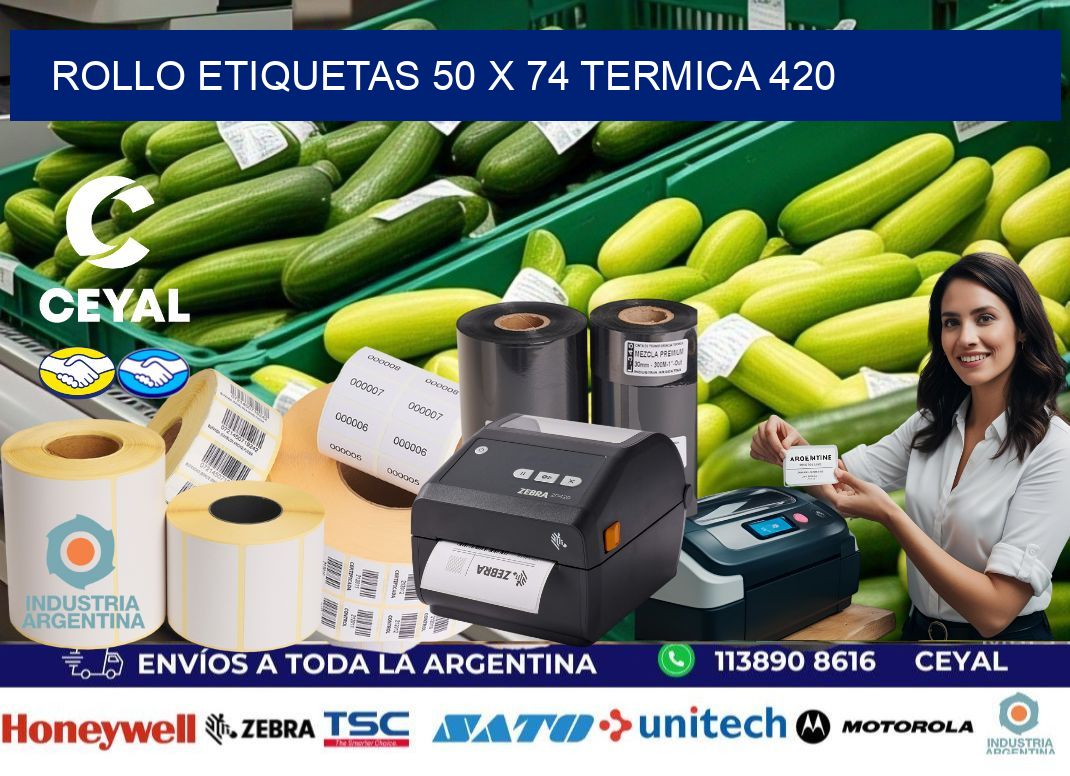 Rollo etiquetas 50 x 74 termica 420