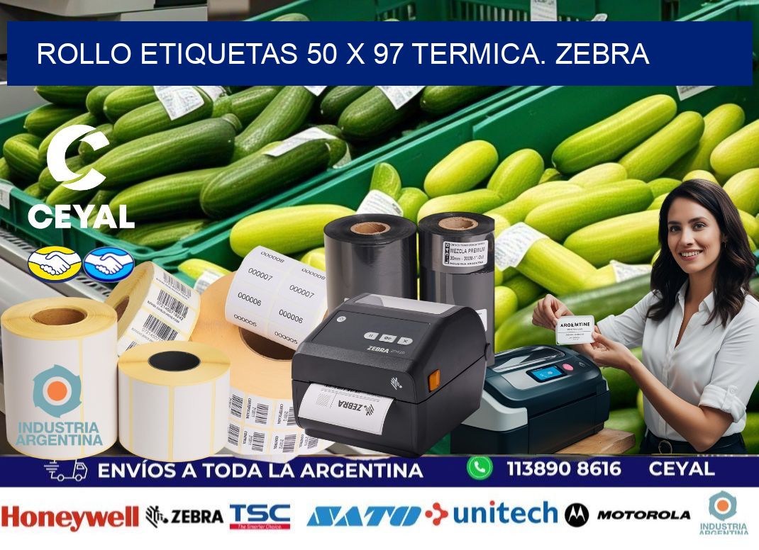 Rollo etiquetas 50 x 97 termica. zebra