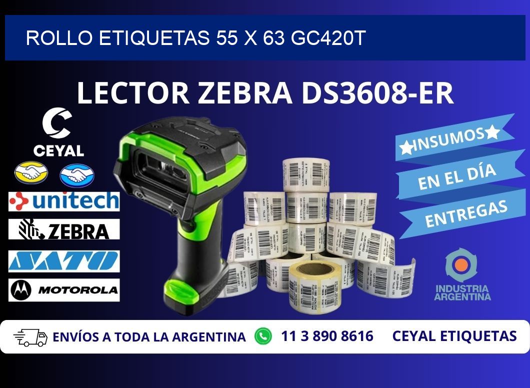 Rollo etiquetas 55 x 63 gc420t