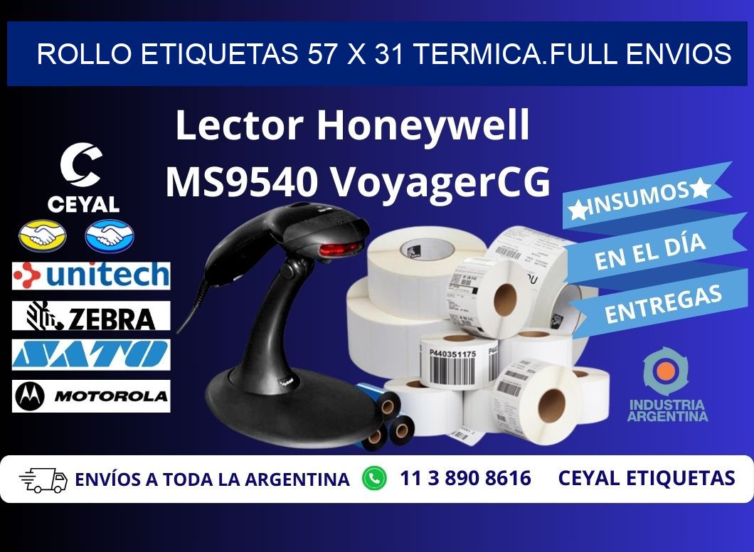 Rollo etiquetas 57 x 31 termica.full envios