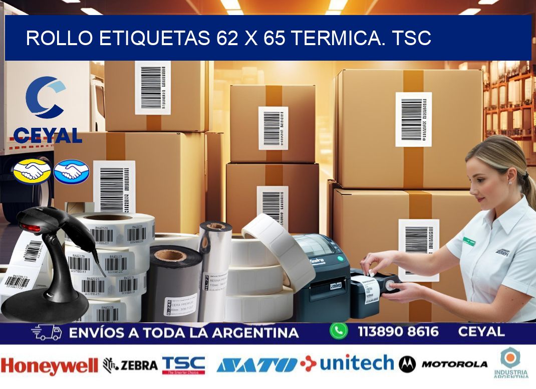 Rollo etiquetas 62 x 65 termica. tsc