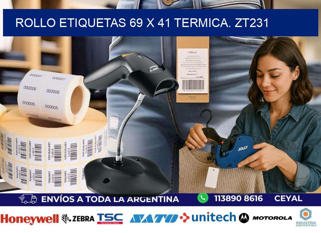 Rollo etiquetas 69 x 41 termica. zt231