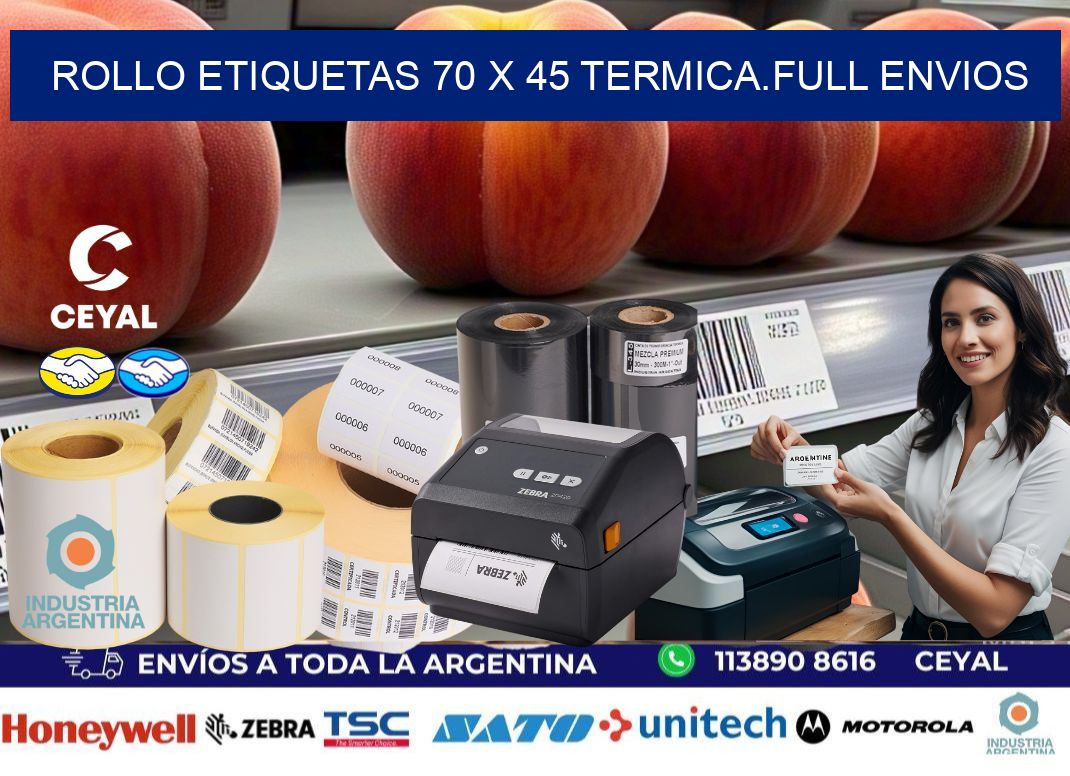 Rollo etiquetas 70 x 45 termica.full envios