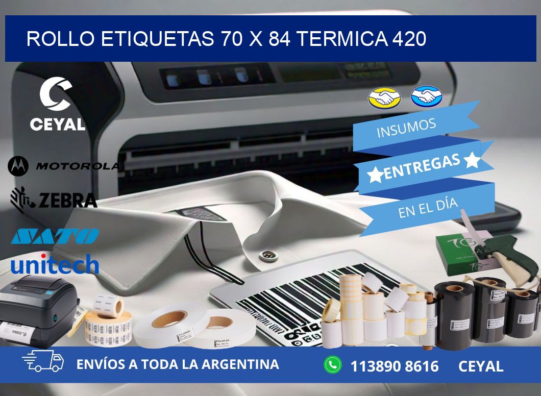Rollo etiquetas 70 x 84 termica 420