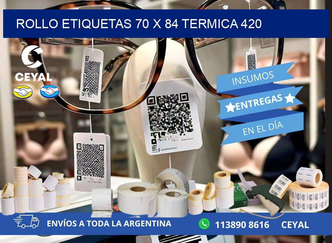 Rollo etiquetas 70 x 84 termica 420