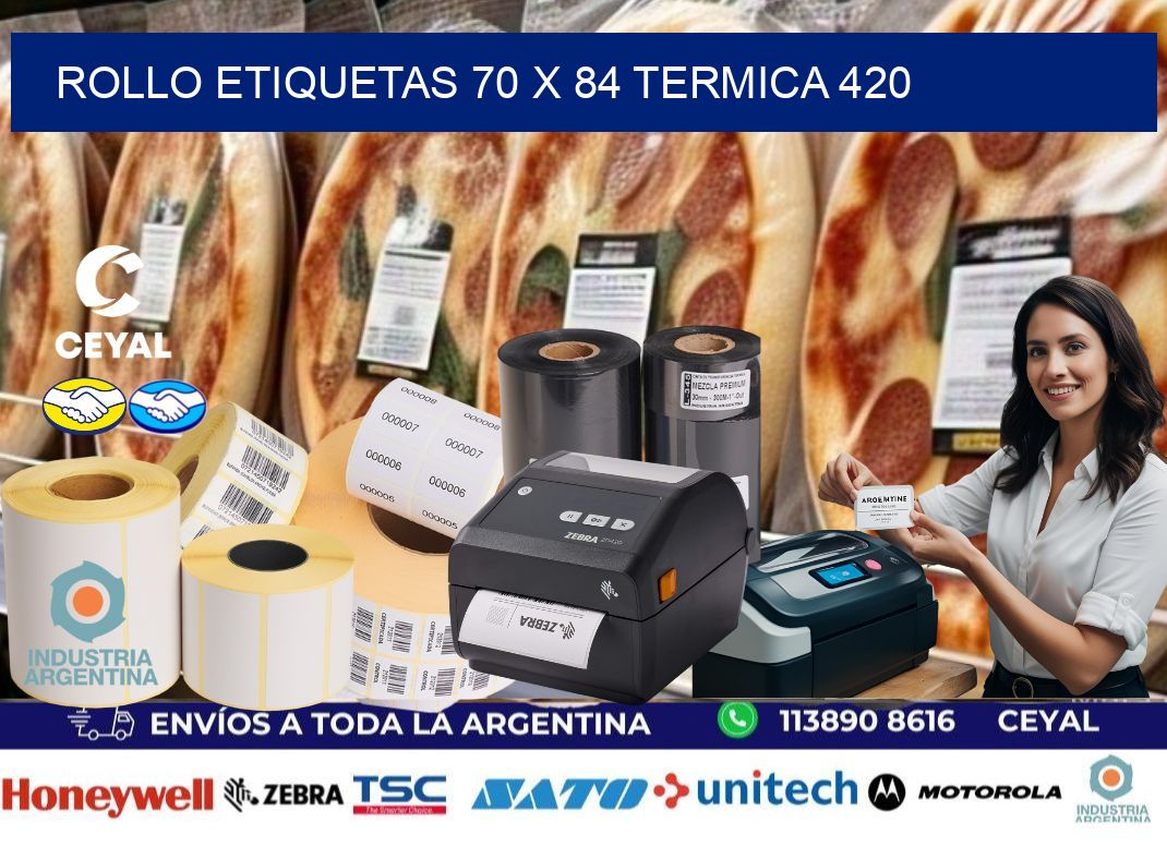 Rollo etiquetas 70 x 84 termica 420