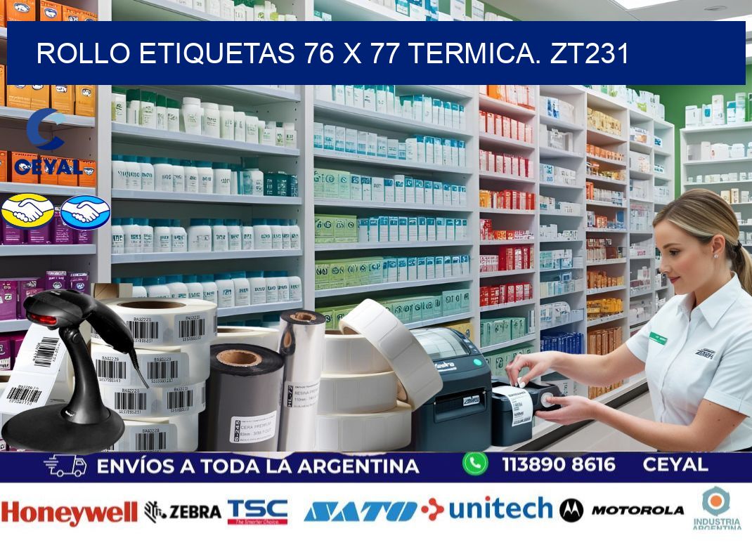 Rollo etiquetas 76 x 77 termica. zt231