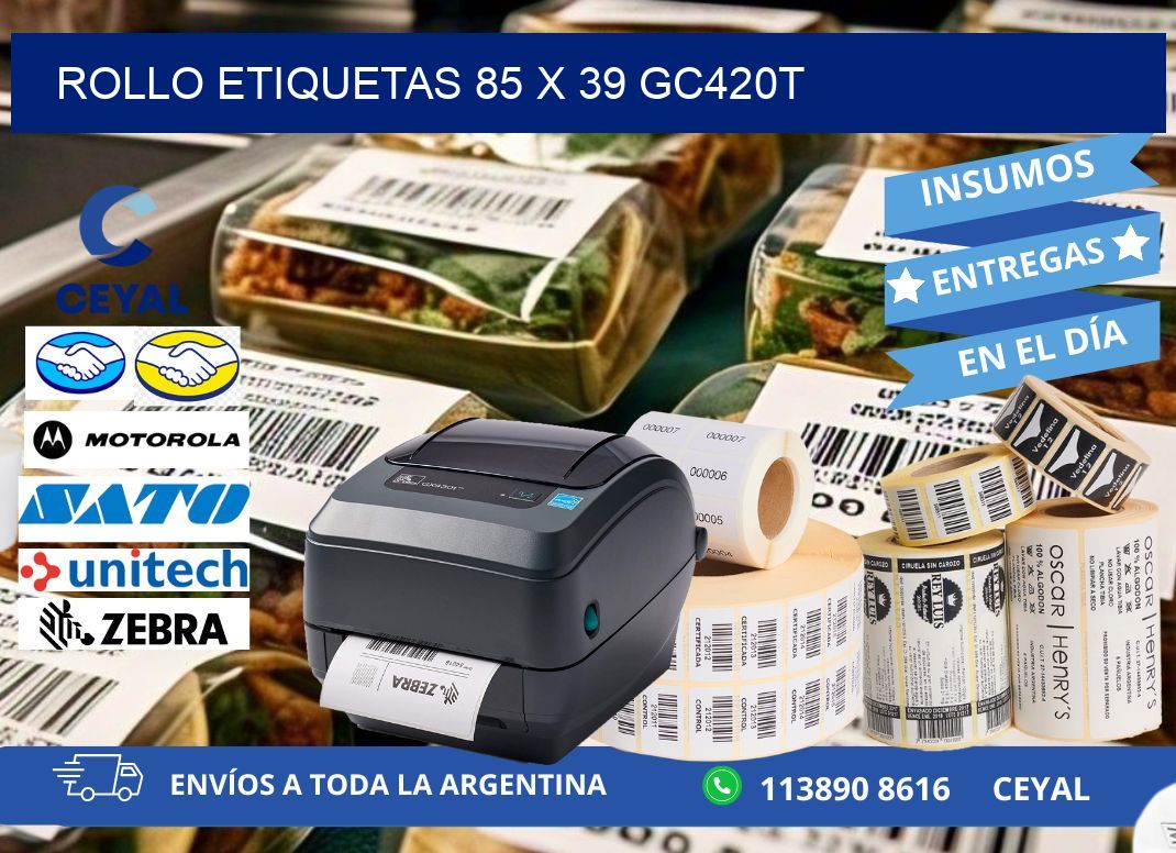 Rollo etiquetas 85 x 39 gc420t